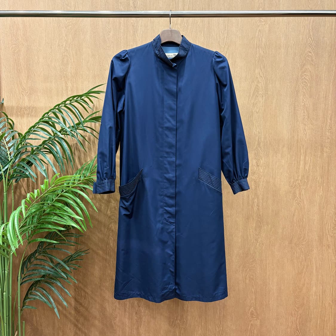 크리스찬 디올 프레타포르테 싱글 롱코트 숄더 퍼프 스티치 디테일 블루 상품이미지1