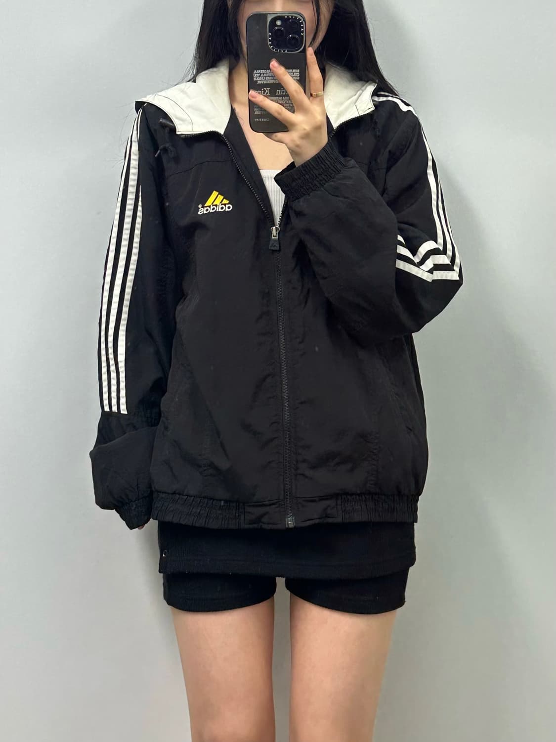 00s 아디다스 블랙 올드스쿨 바람막이 점퍼 상품이미지1