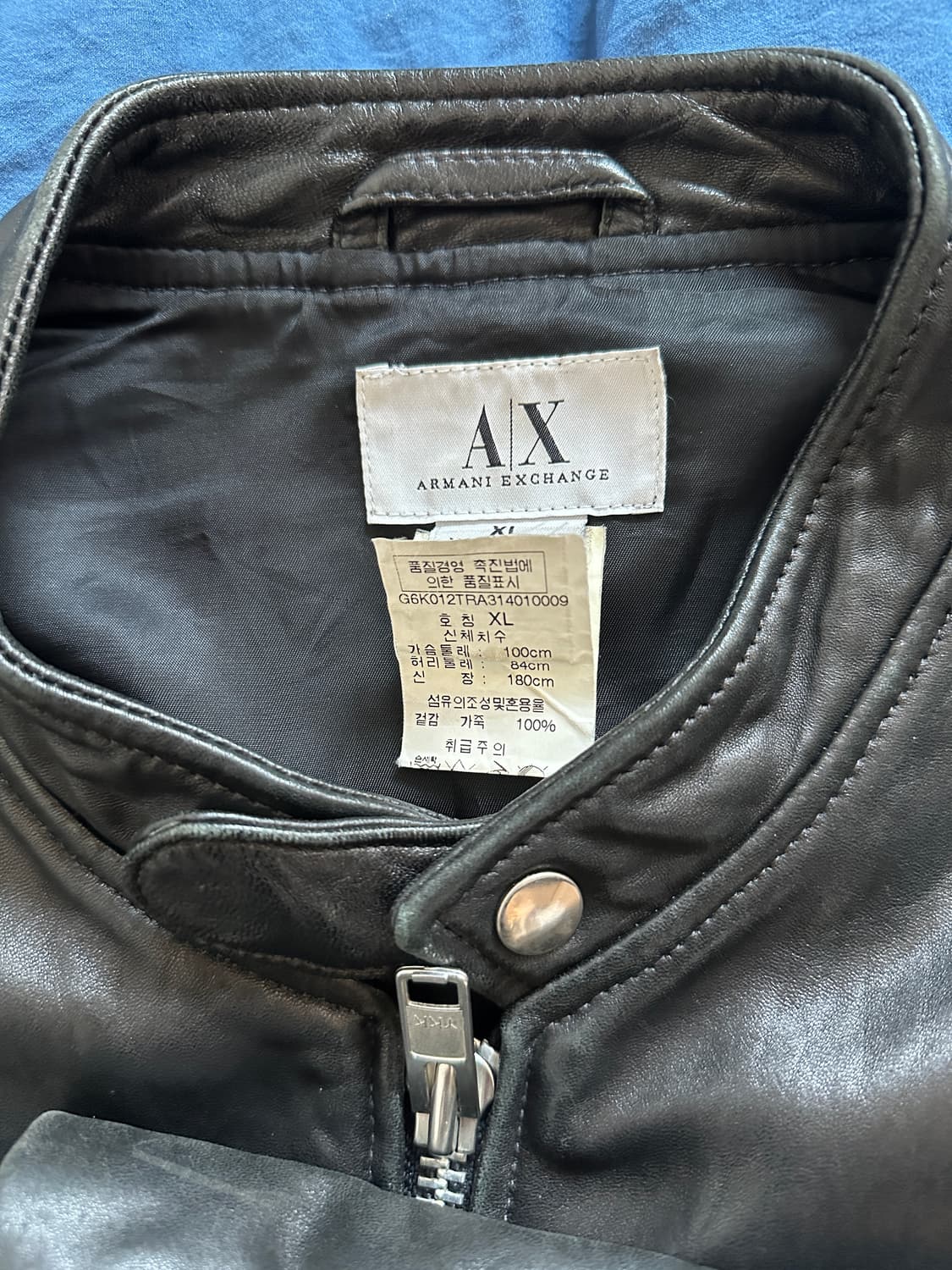 아르마니 익스체인지 가죽 자켓 싱글 차이나 카라 상품이미지4