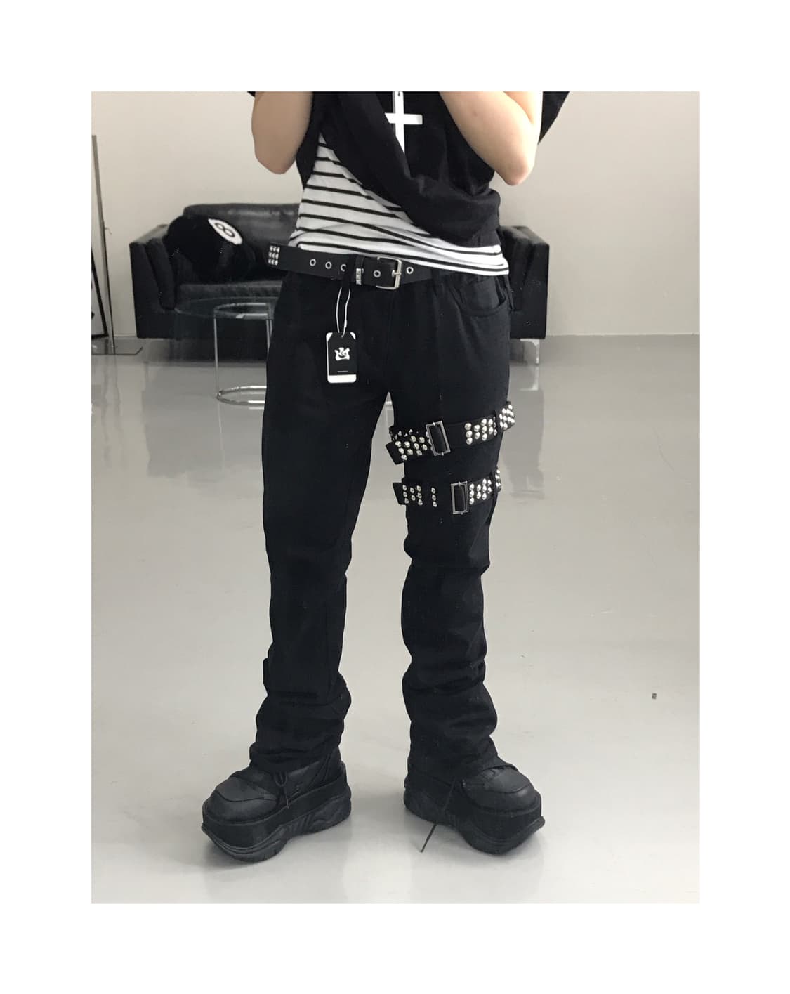 Jpn black belt detail pants 상품이미지1
