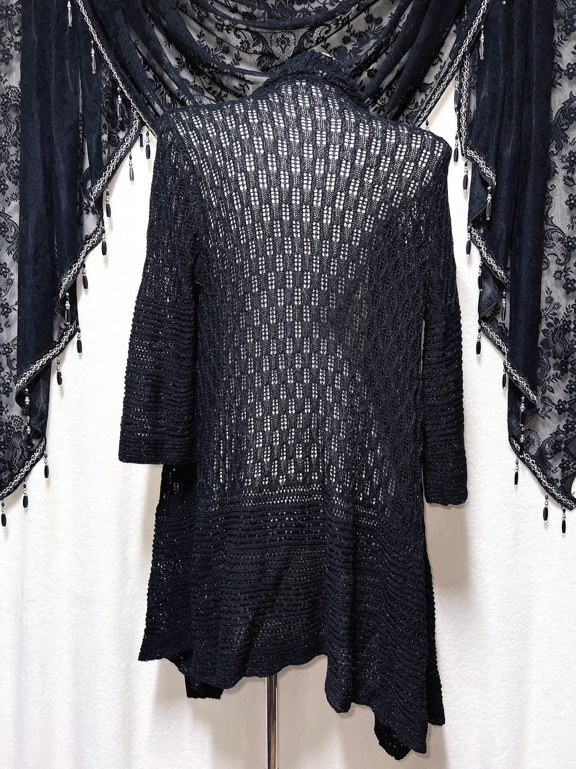 로맨틱고딕 고스펑크 오리엔탈 블랙 니트 롱가디건 페어리그런지 핀터 빈티지 상품이미지9