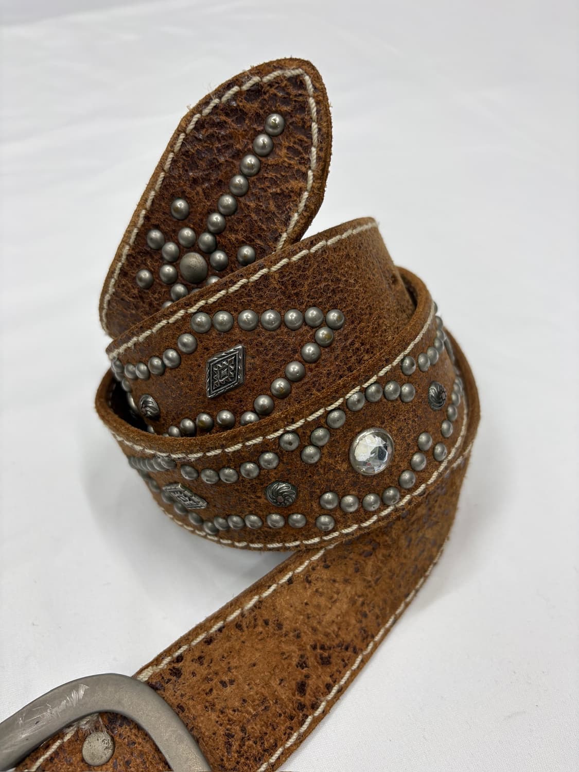 빈티지 스터드 웨스턴 브라운 벨트 상품이미지2
