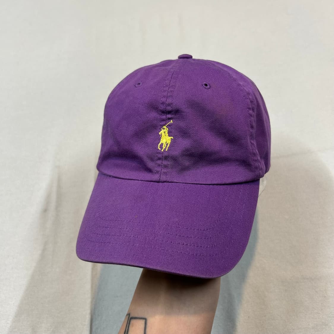 폴로 랄프로렌 보라색 볼캡 모자 가죽스트랩 정품 상품이미지1