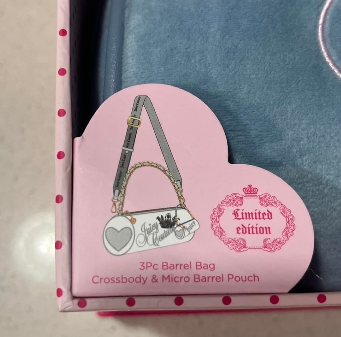 [수능기념할인!] 쥬시꾸뛰르 신상 배럴백 블루 벨벳 상품이미지3