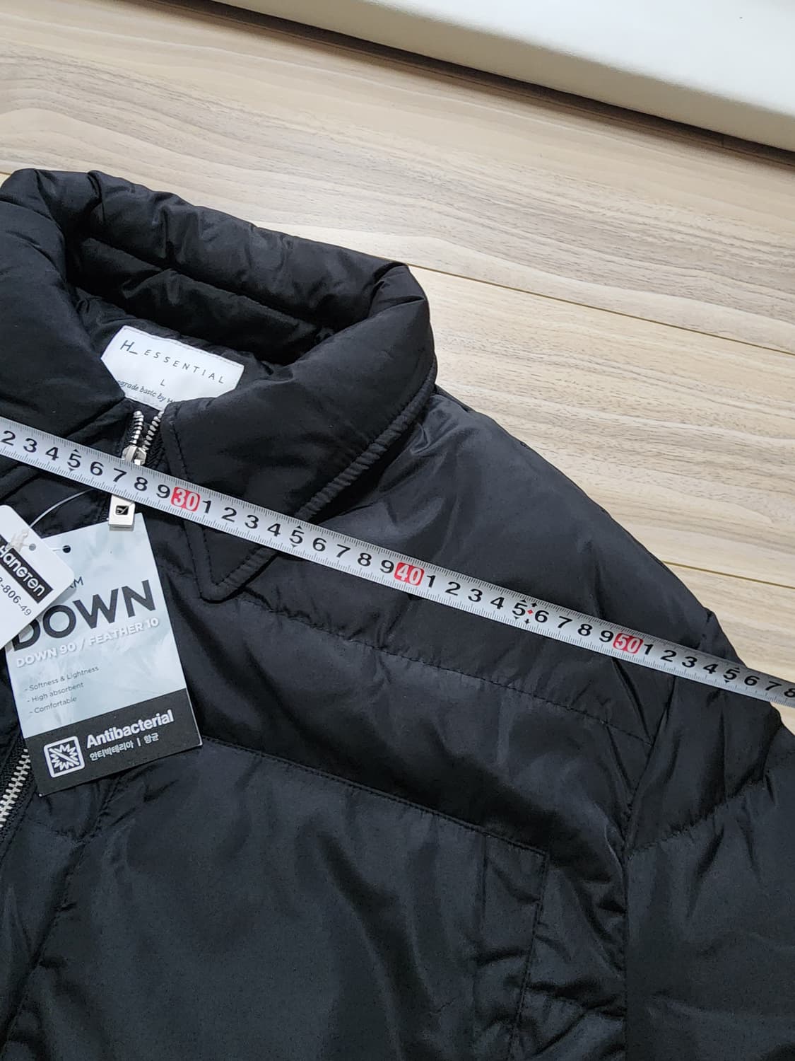 행텐다운점퍼자켓오리털경량패딩L블랙 상품이미지7