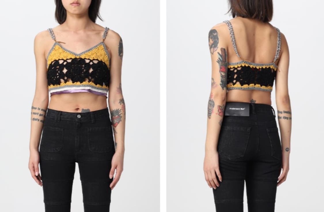 앤더슨벨 TRACK METAL KNIT 크로쉐크롭탑 S/M 상품이미지1