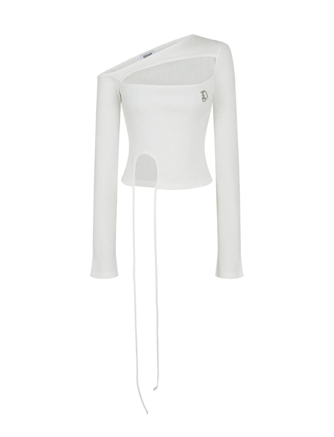 오도어 슬릿 탑 화이트 긴팔 티셔츠 상품이미지2