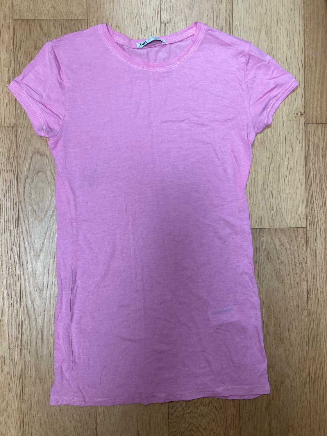 자라 슬림핏 핑크 티셔츠 상품이미지1