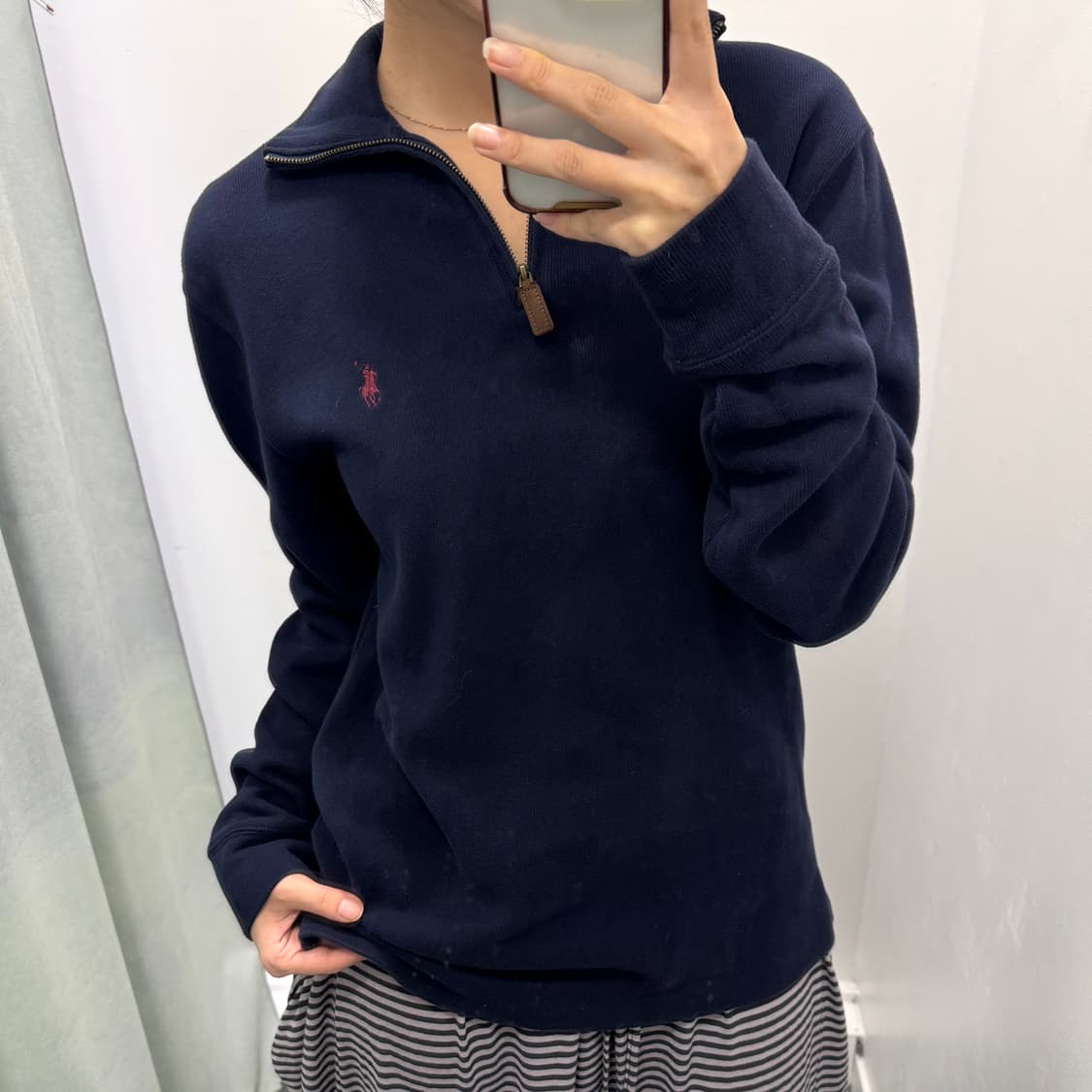 폴로 네이비 반집업 니트 상품이미지2