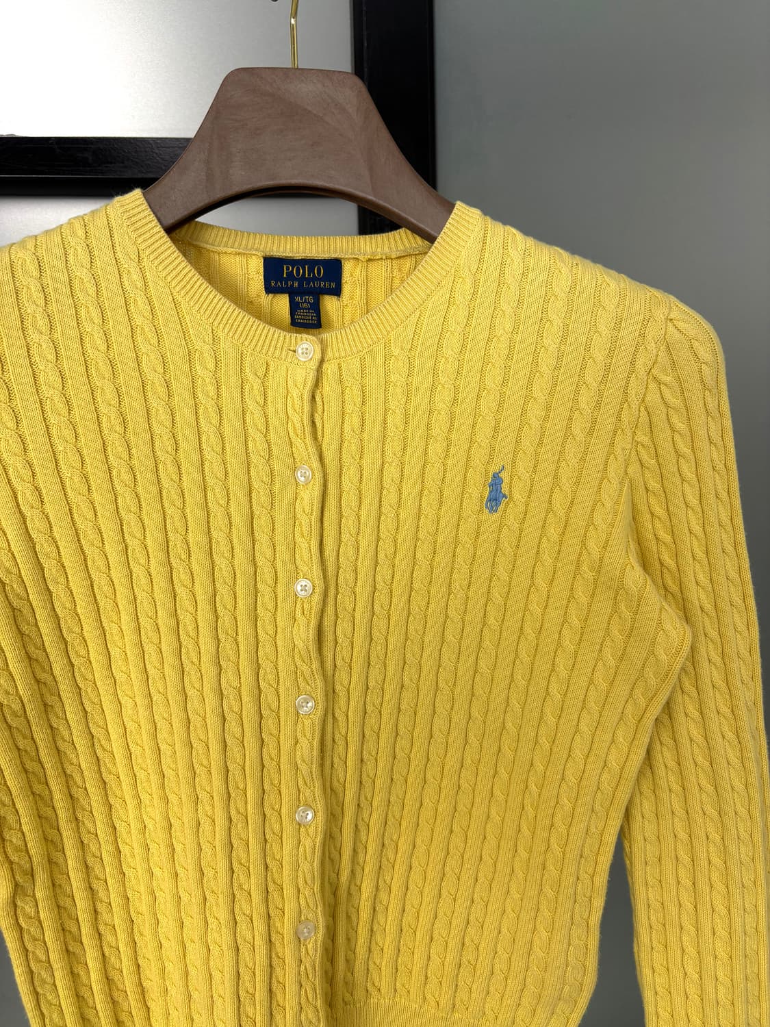 [L]POLO 옐로우 꽈배기 가디건  상품이미지2