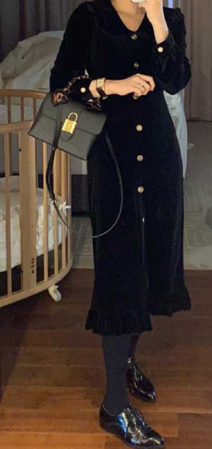 임블리 프릴 쎄일러카라  벨벳 원피스 상품이미지2