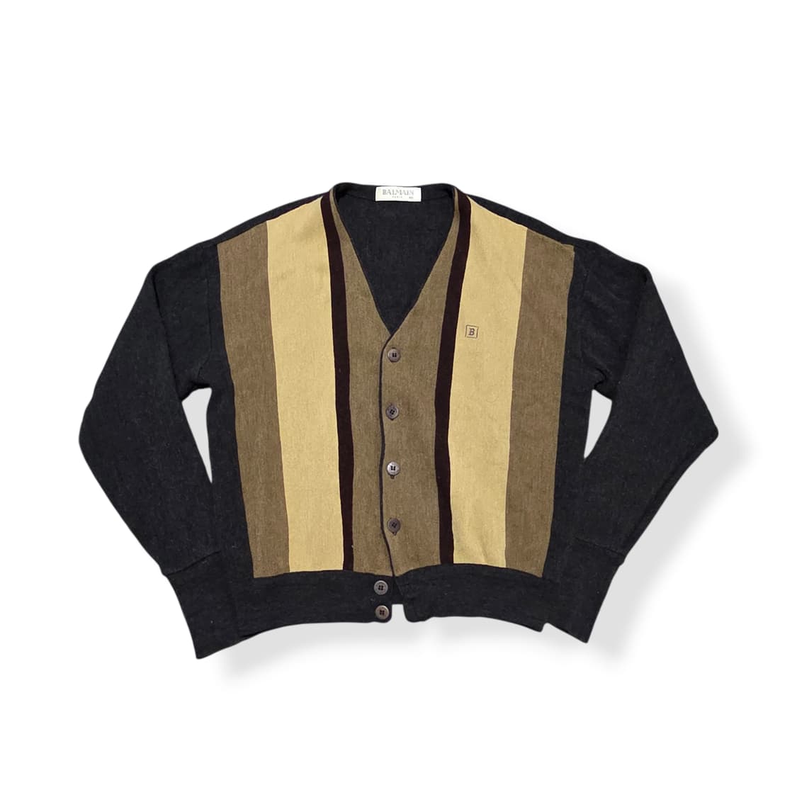 Balmain 발망 빈티지 스트라이프 자수 로고 가디건 상품이미지1