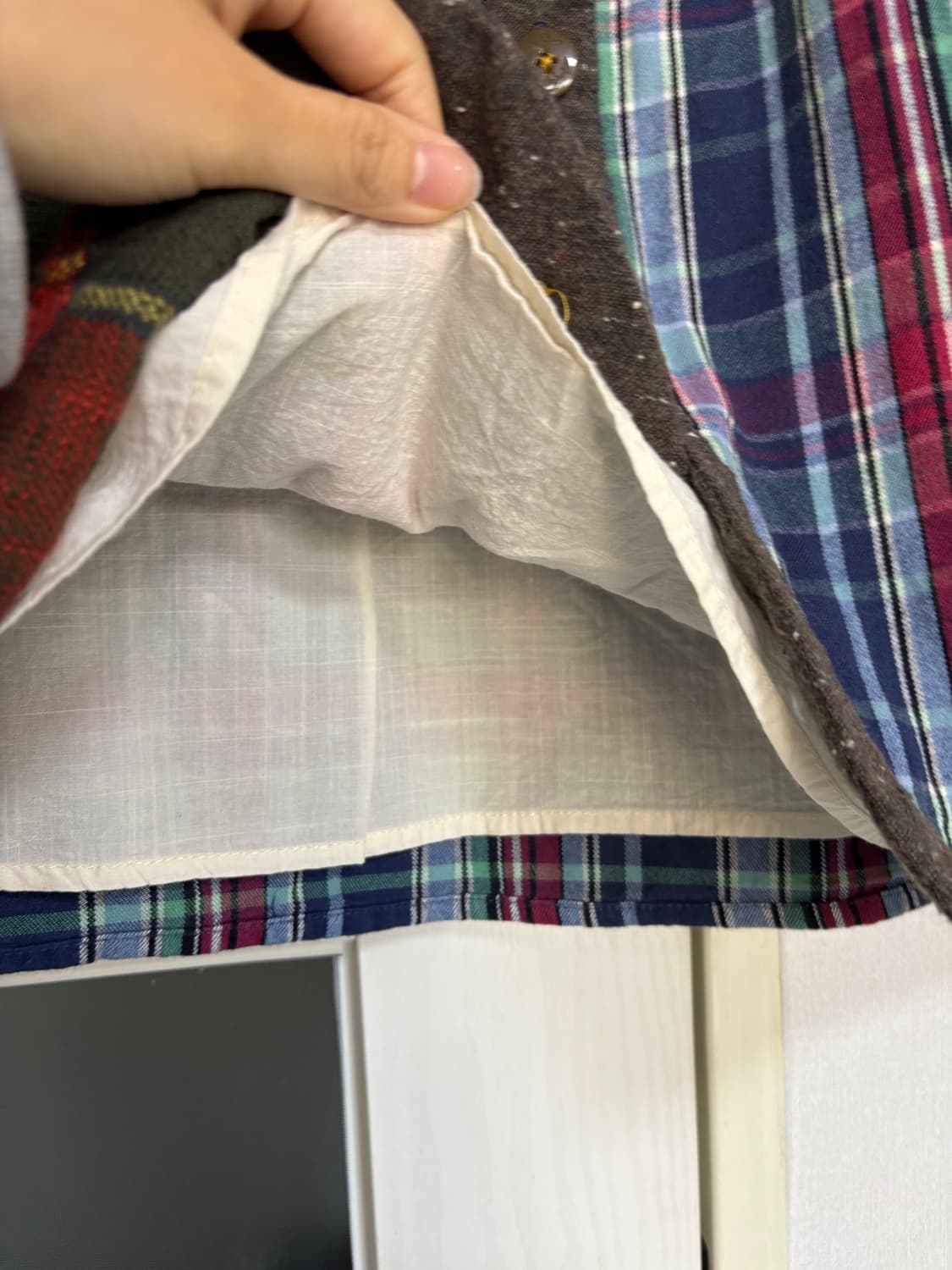 체크 단추 미디 스커트  상품이미지4