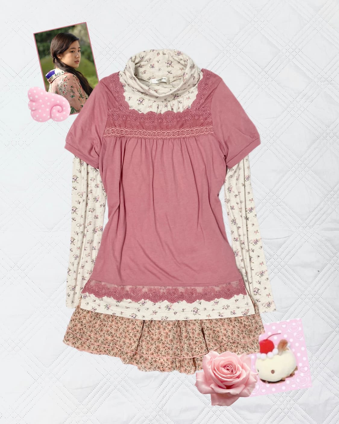 ꒰ঌ 모리걸의 봄나들이 핑크 잔꽃 세트 ໒꒱ 상품이미지1