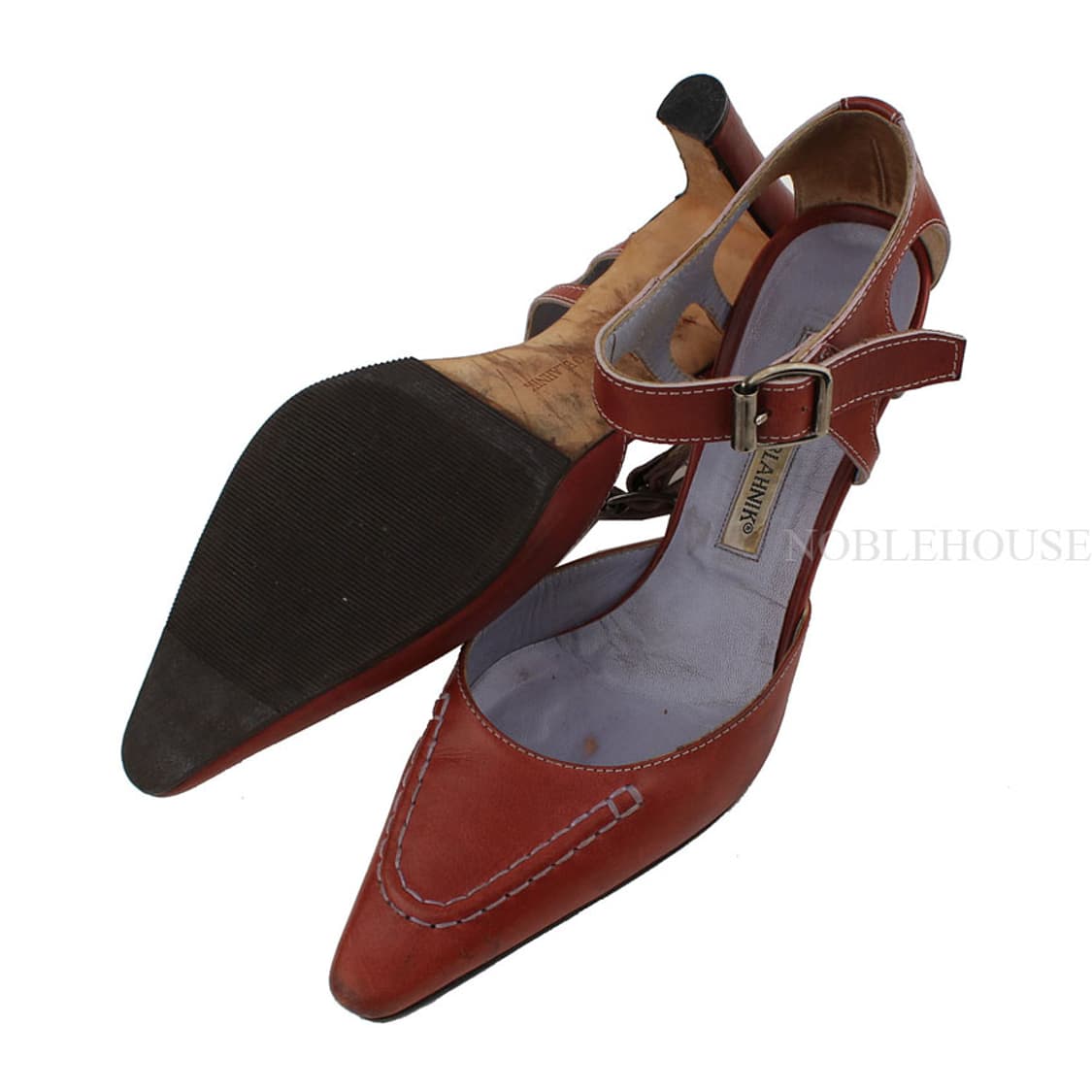 마놀로블라닉 레드카멜 스티치 앵클스트랩 펌프스 36 1/2 상품이미지4