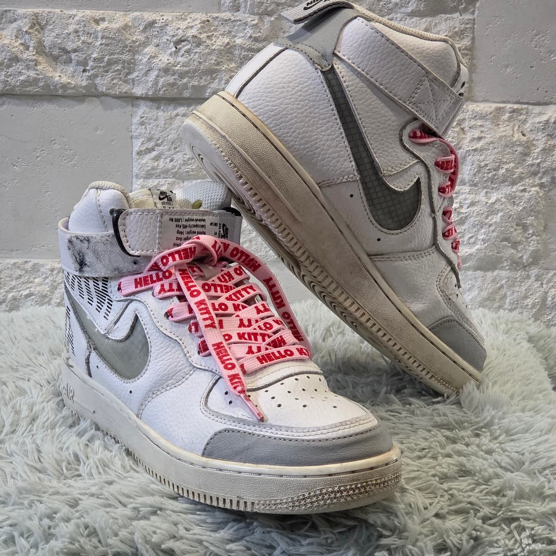 5w-8:나이키 에어포스 1 하이화이트/그레이 (245) 상품이미지5