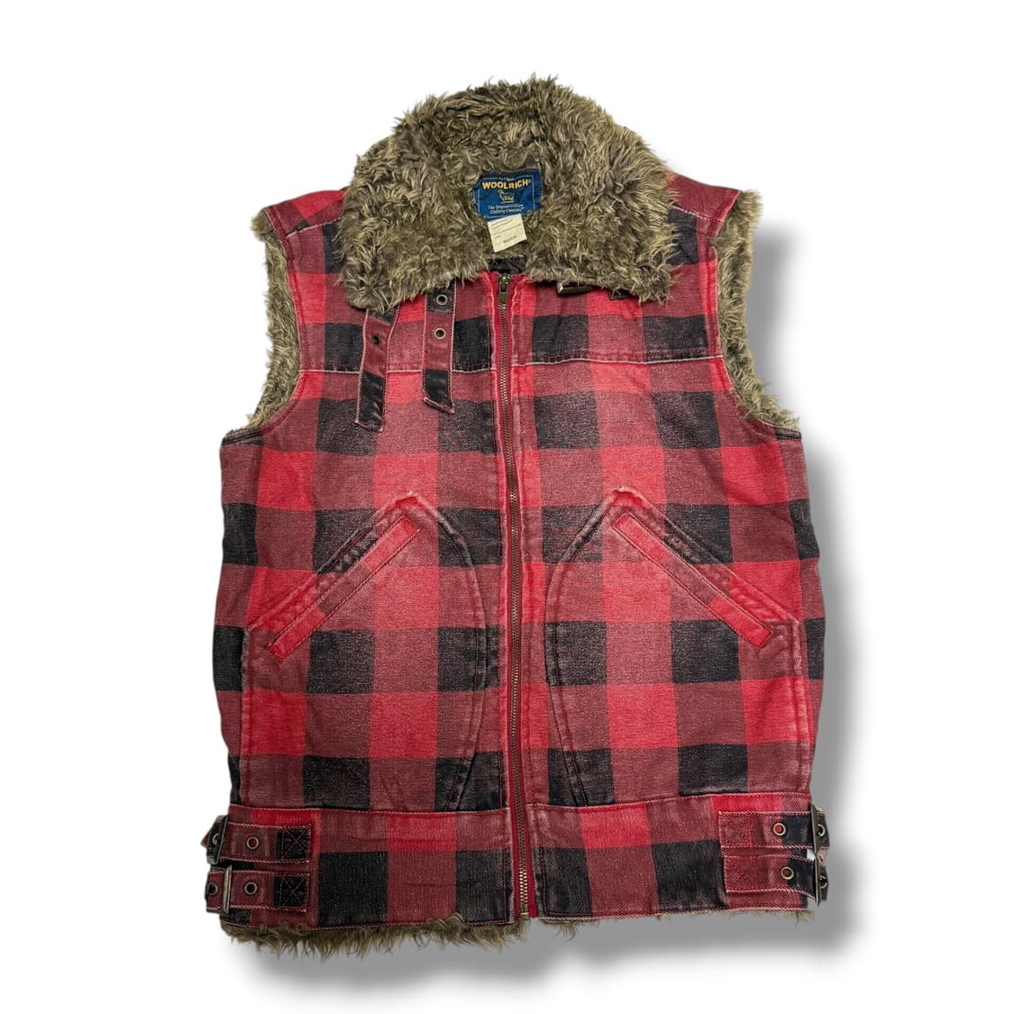 울리치 카라퍼 울프죠 코튼 레드체크 벨티드 베스트 상품이미지1