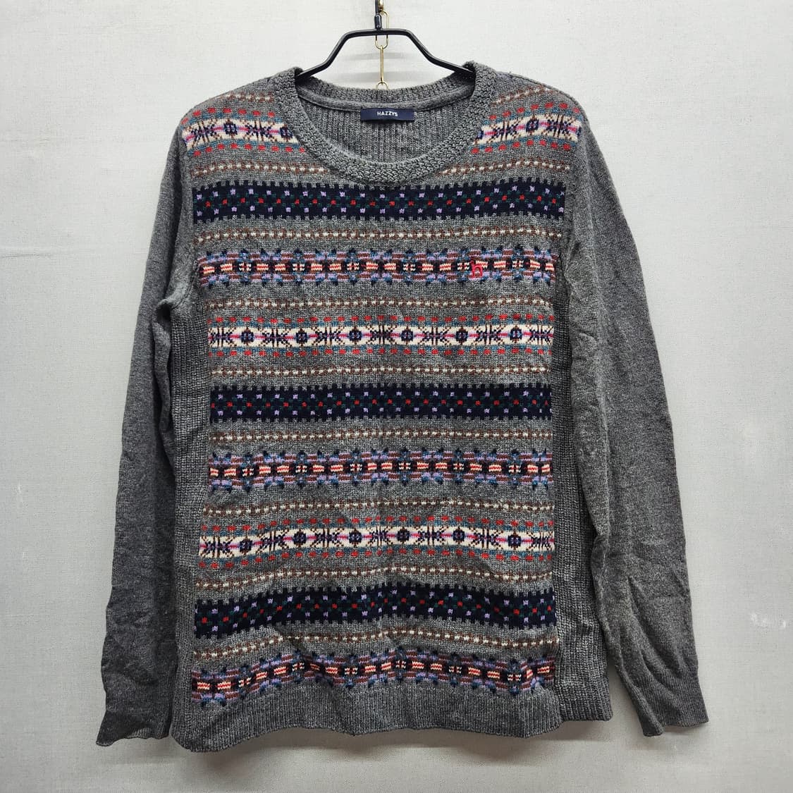 헤지스 페어아일 패턴 울 로고 니트 S 상품이미지1