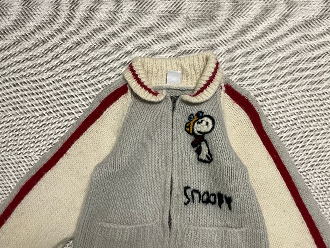 피너츠 x 스누피 파일럿 캐나다 해비 울 니트 집업 J03267 상품이미지5