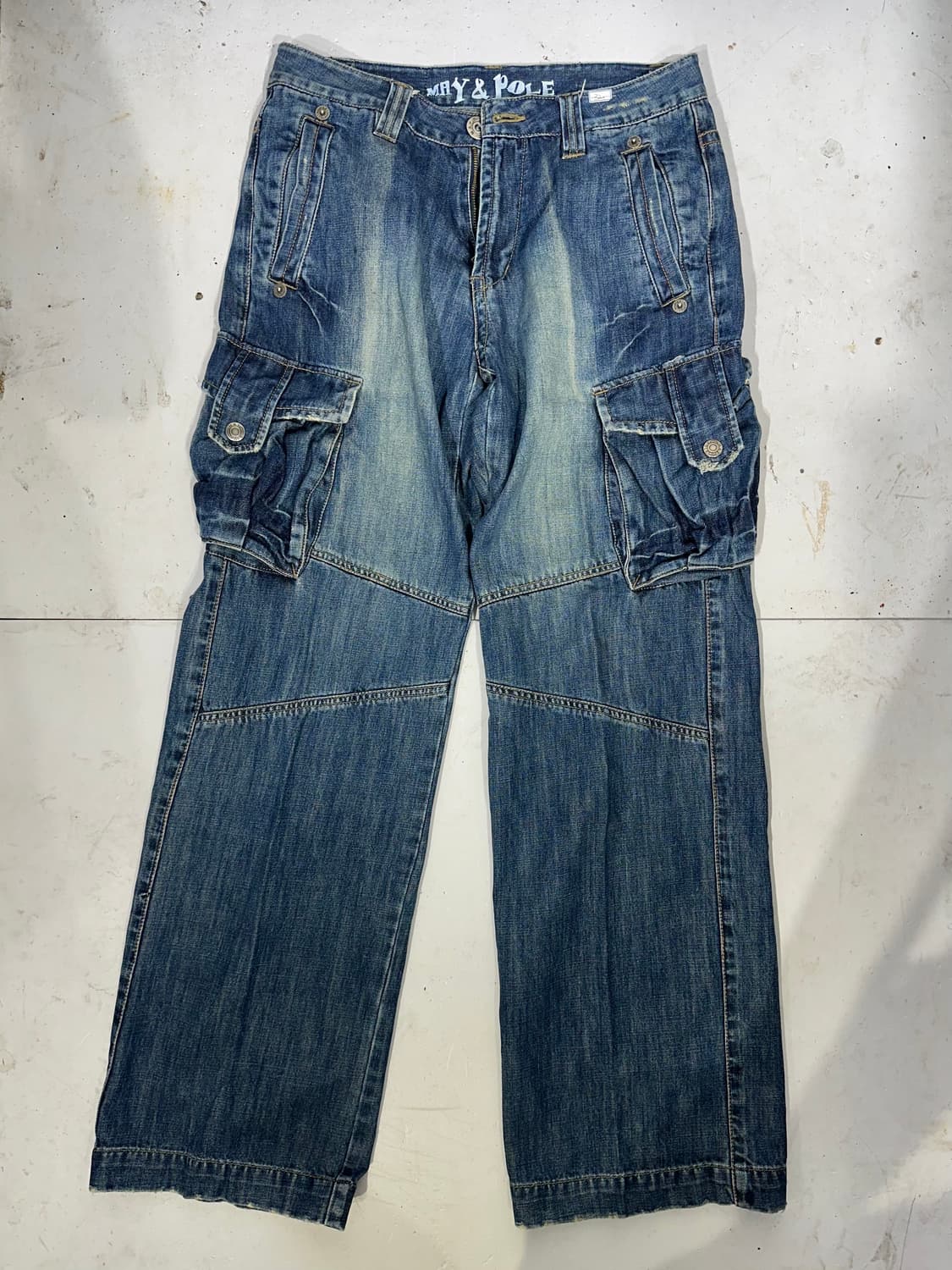 May Pole 빈티지 중청 대장급 데님 카고 팬츠 와이드 포켓 청바지  상품이미지4