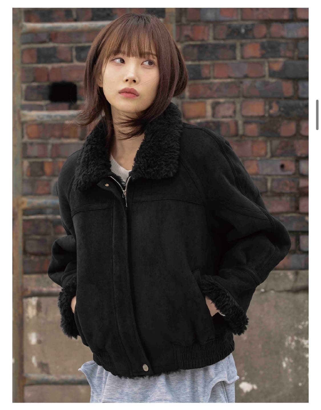 더그린랩_FAUX 스웨이드 블루종 무스탕 상품이미지2