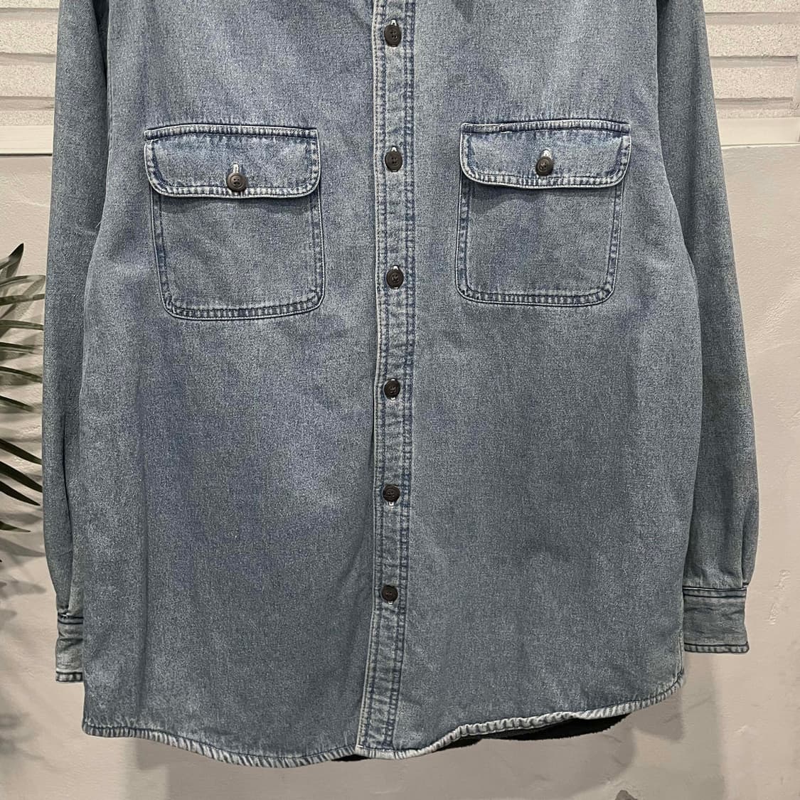USA VINTAGE 데님 셔츠 자켓 쉐르파 안감 투포켓 디테일 중청 상품이미지4