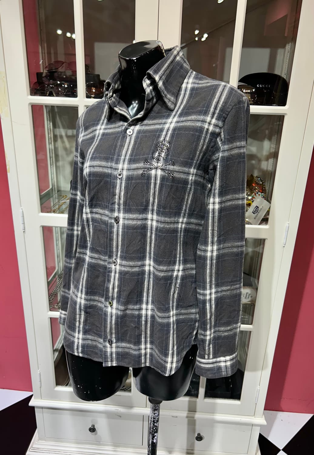 roen check pattern shirt 로엔 해골 디자인 체크셔츠 상품이미지1