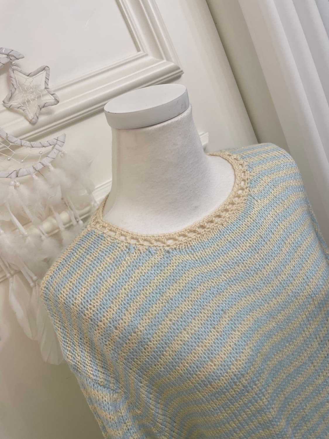 mint yellow stripe basic cute sweater 상품이미지8