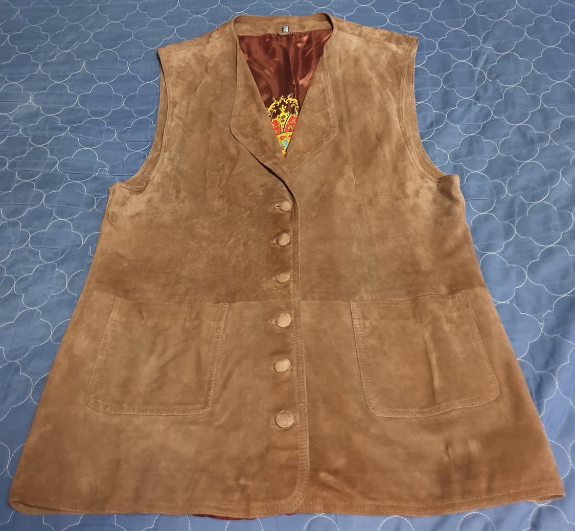 (빈티지) 레더패션컴퍼니 스페지알 레더 스웨이드 롱 베스트 브라운 (F) 상품이미지1