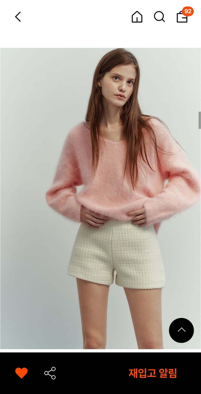 더티스 앙고라 브이넥 니트 핑크 상품이미지3