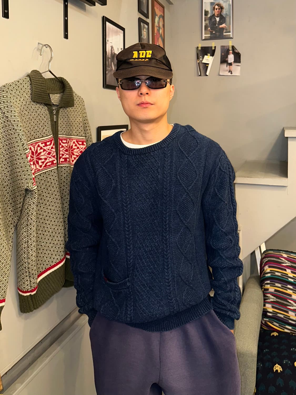 Blue Blue Japan indigo cable pocket knit 상품이미지2