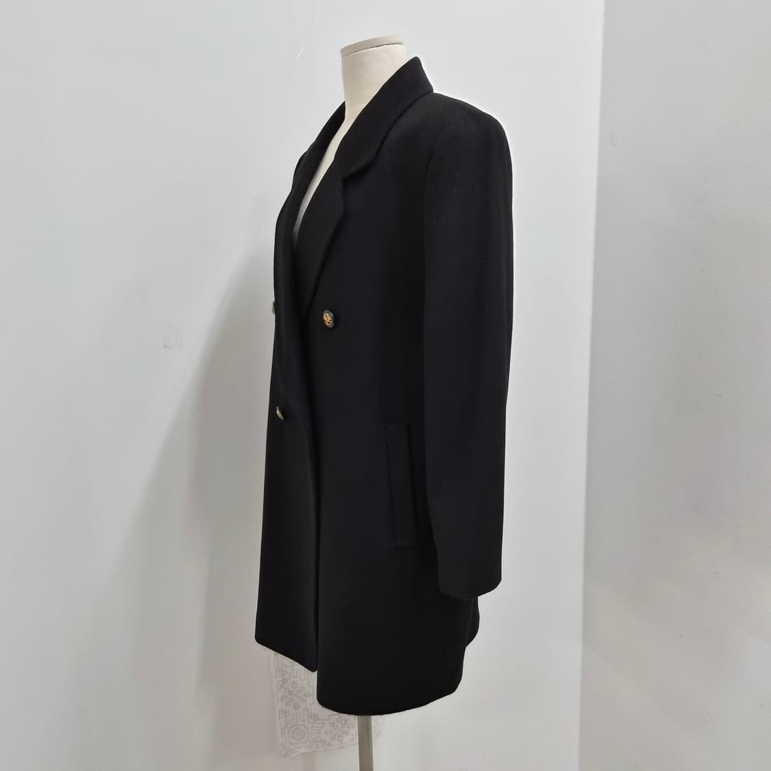 울 100% 블랙 여성 오버핏 더블 코트 상품이미지2