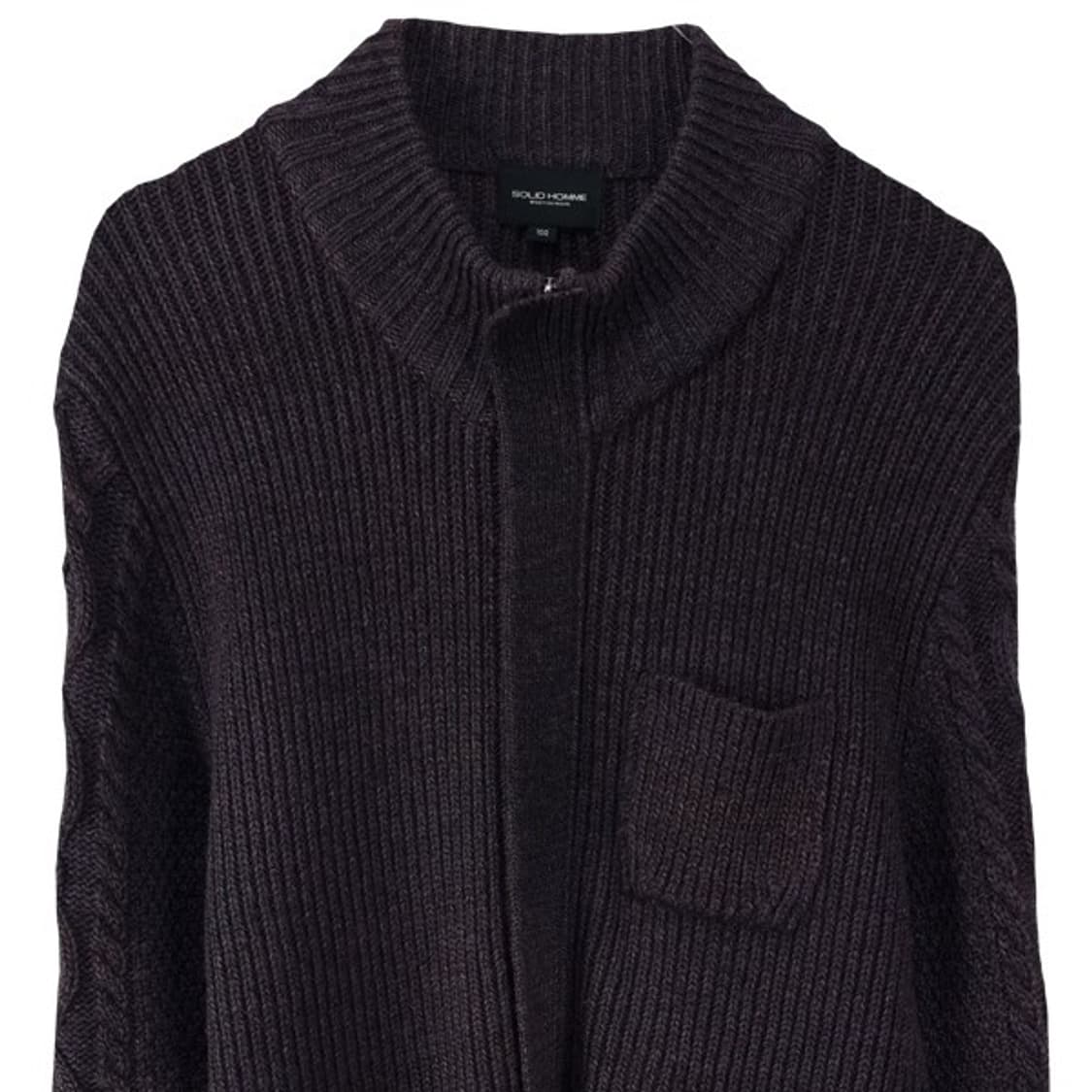 [솔리드 옴므] 우영미 엘보우 패치 니트 집업 가디건 챠콜 P01449 상품이미지4