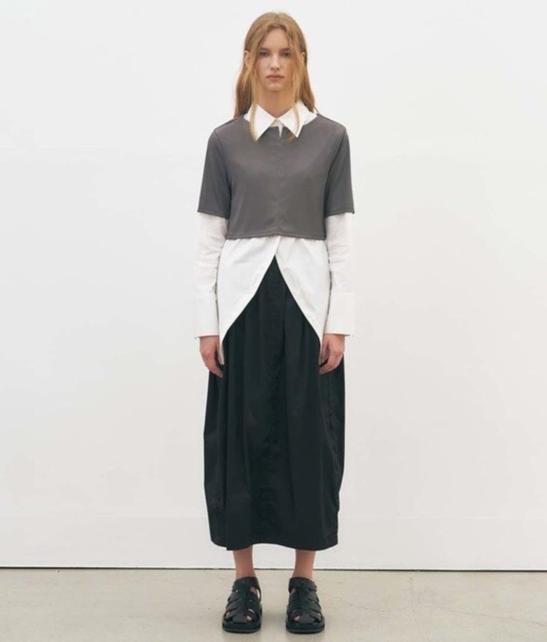MAISONMARAIS 메종마레 블랙 셔링 스커트 상품이미지1