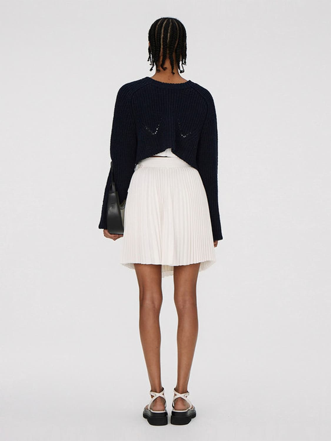 렉토 코튼 리본 타이즈 니티드 가디건 네이비 상품이미지2