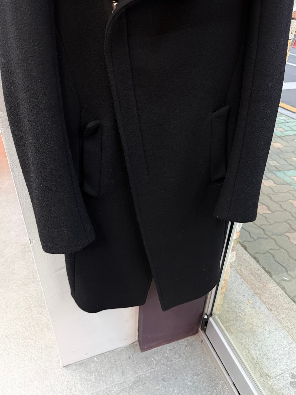 100/ 시스템옴므 사선 울 코트 자켓 상품이미지4