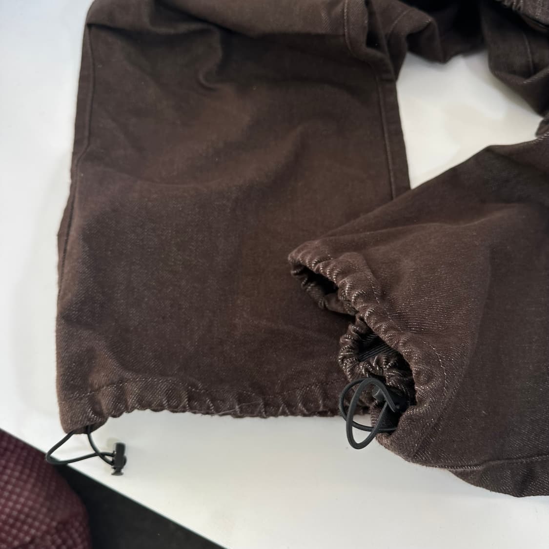 L 커스텀어클락 딥브라운 루즈핏 밴딩 데님팬츠 청바지 상품이미지5