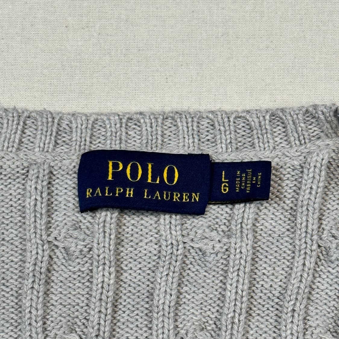 L) 폴로 랄프로렌 코튼 케이블 꽈배기 브이넥 니트 그레이 상품이미지6