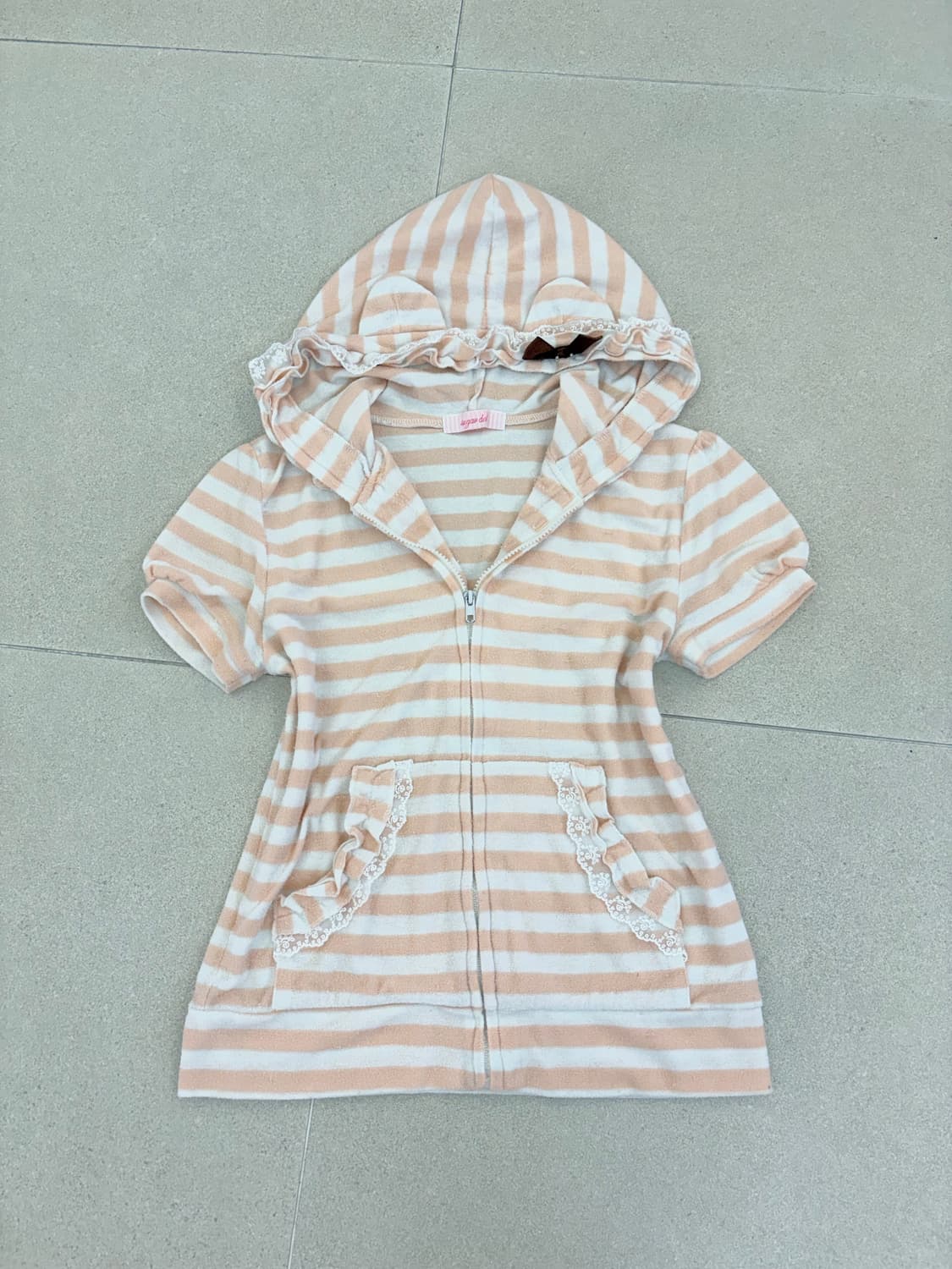 Baby doll 스트라이프 곰돌이 후드집업 상품이미지1