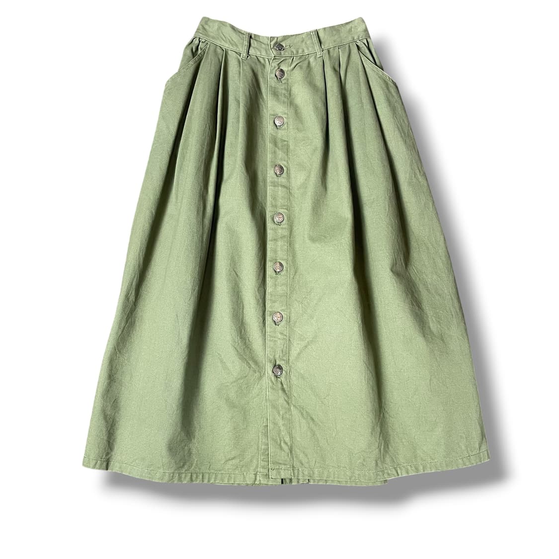 빈티지 카키 플레어 단추 스커트 상품이미지1