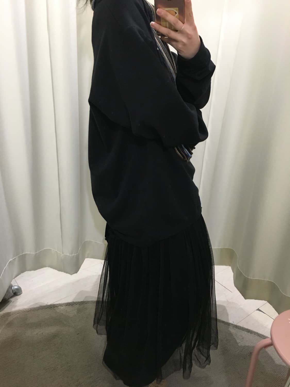 블랙 시스루 튤 스커트 상품이미지5