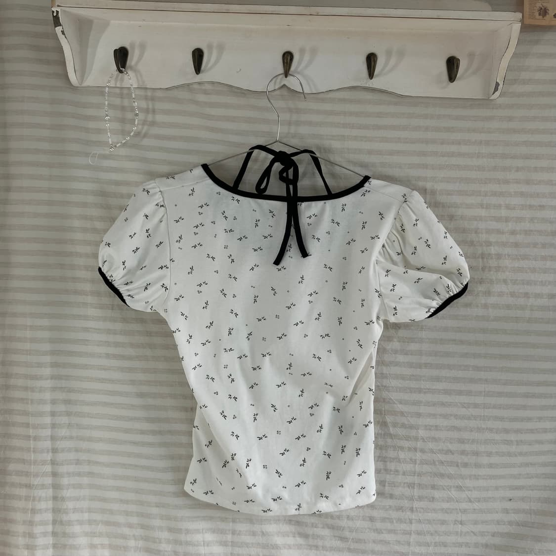 빈티지 러블리 리본 링거 셔링 반팔 985 y2k 스트릿 갸루 펑키 일본 상품이미지3