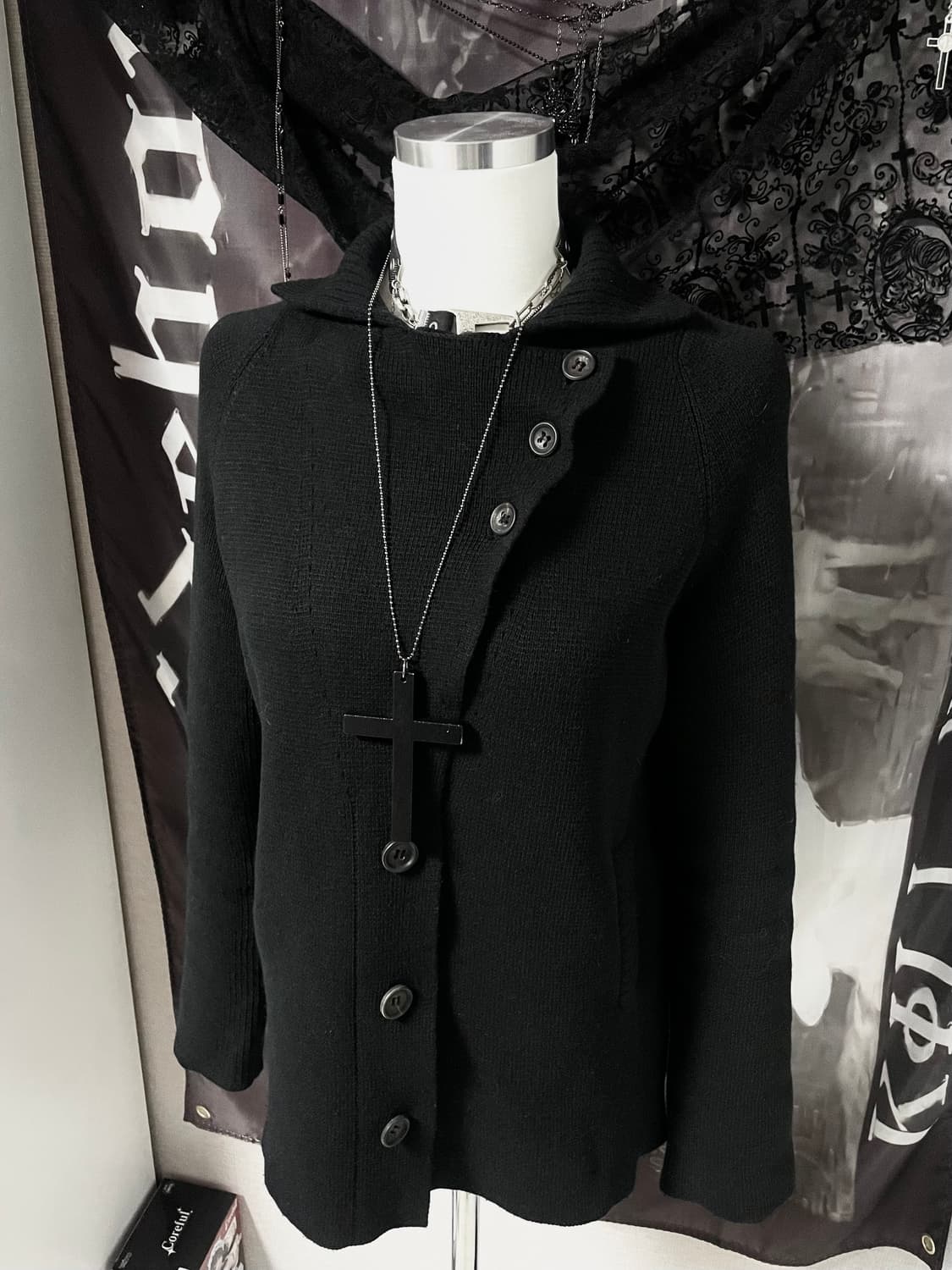 시스템 비대칭사선버튼울가디건 무채색아카이브요지꼼데캐피탈st 유니섹스 상품이미지3