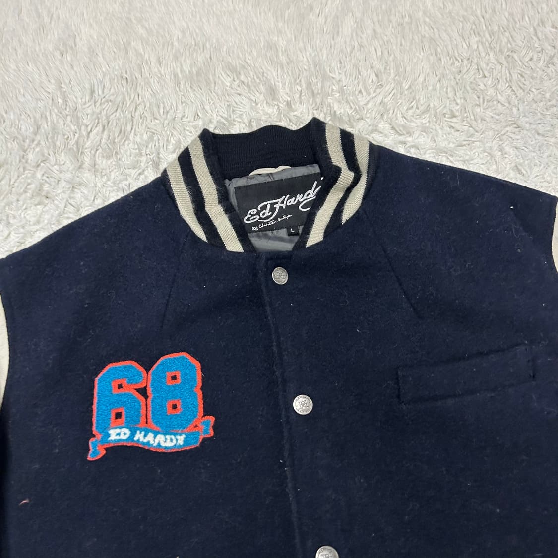 Ed Hardy Leather Sleeve Varsity Jacket 상품이미지6