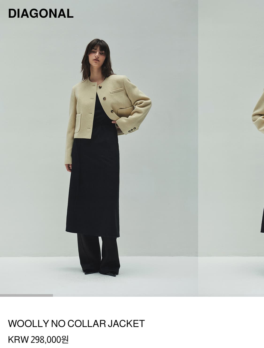 다이애그널 울 노카라 자켓 상품이미지3