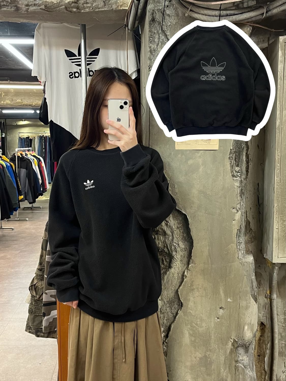 아디다스 플리스 맨투맨 블랙 XL #csz1011 상품이미지1