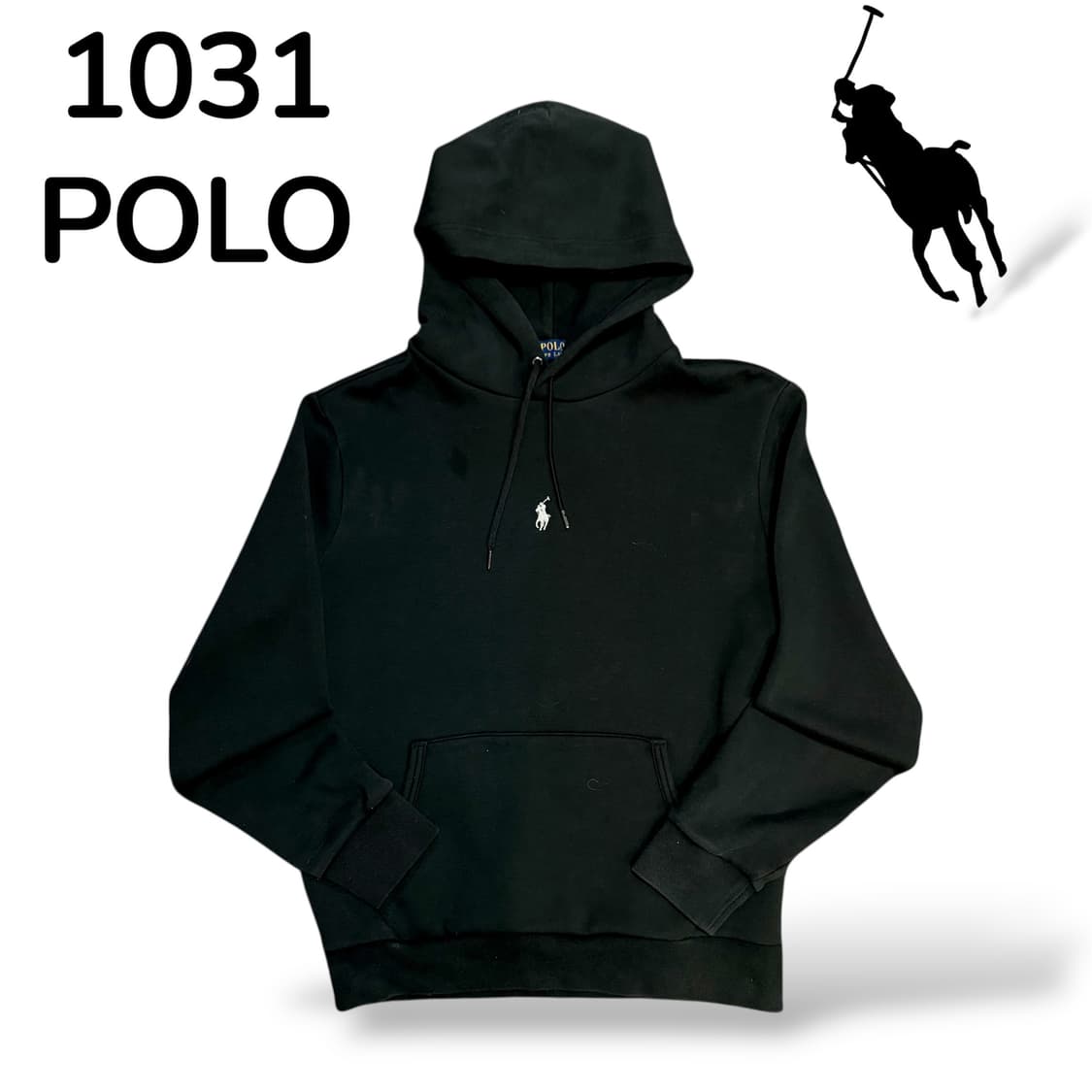 폴로 미드 포니 로고 블랙 후드티 M 상품이미지2