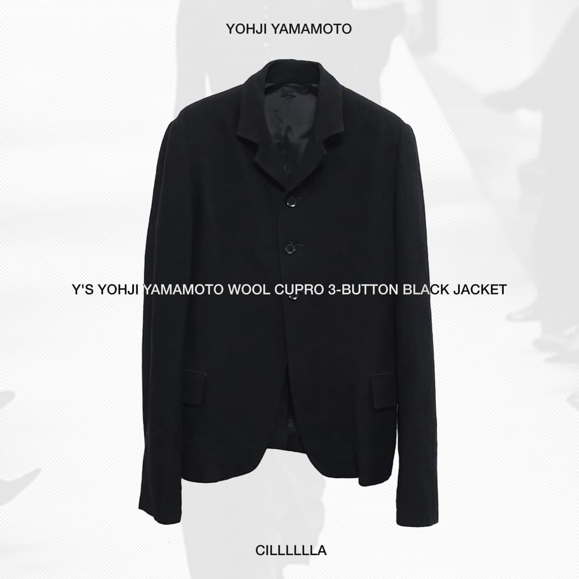 [3] Y'S 와이즈 요지야마모토 울 큐프로 3버튼 블랙자켓 상품이미지1