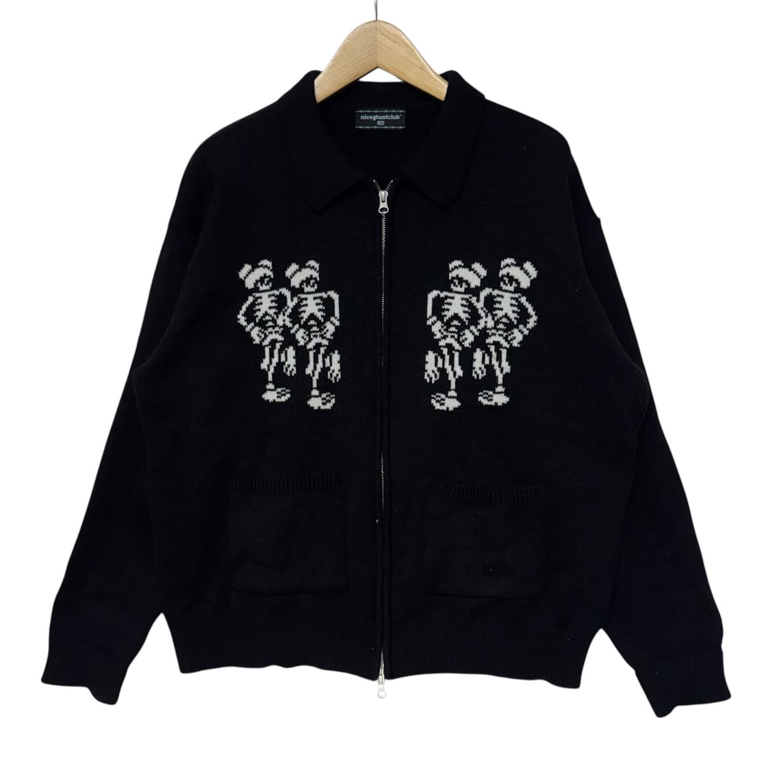 나이스고스트클럽 댄싱 스켈레톤 니트집업 상품이미지1