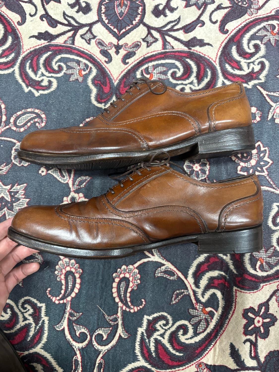 Salvatore Ferragamo 브라운 윙팁 옥스퍼드 수제화 상품이미지5